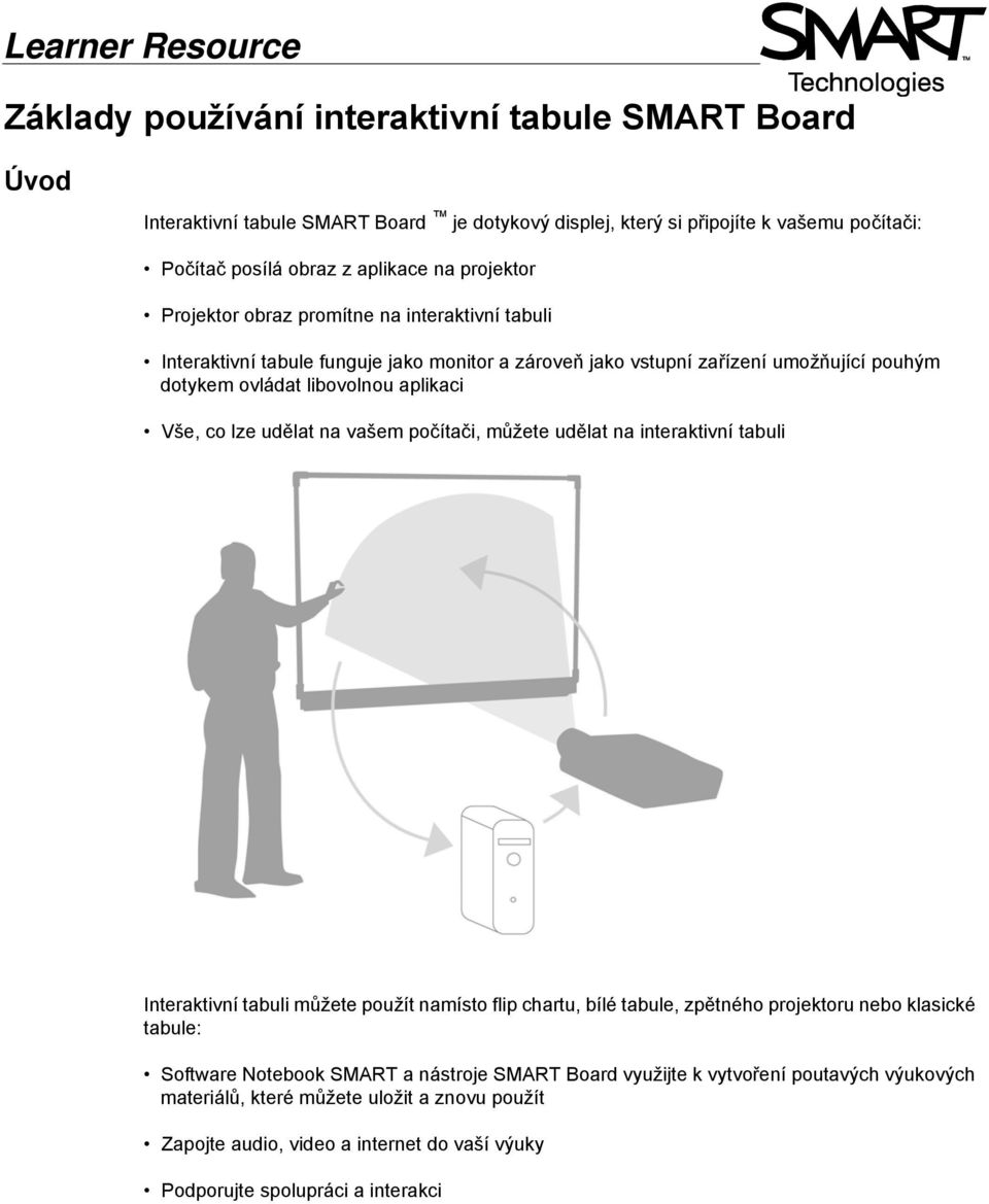 lze udělat na vašem počítači, můžete udělat na interaktivní tabuli Interaktivní tabuli můžete použít namísto flip chartu, bílé tabule, zpětného projektoru nebo klasické tabule: Software Notebook