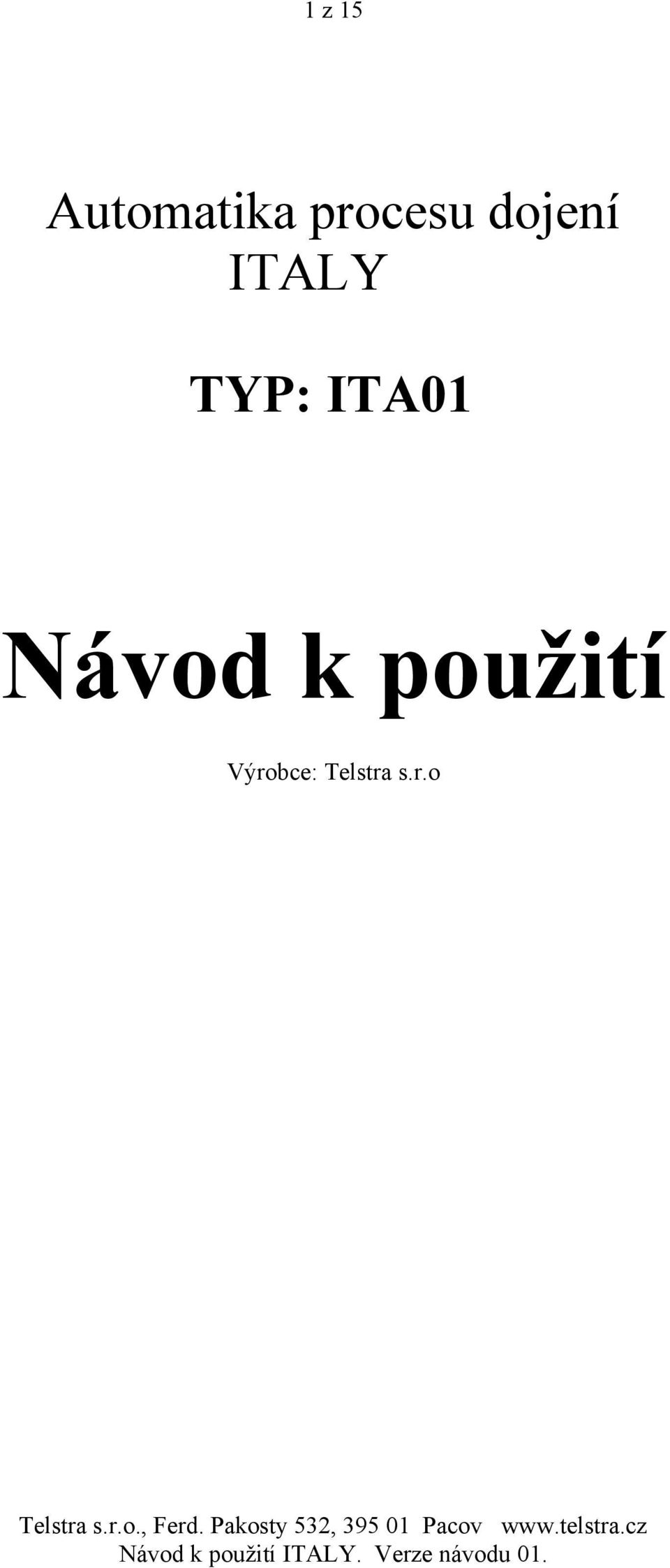 TYP: ITA01 Návod k