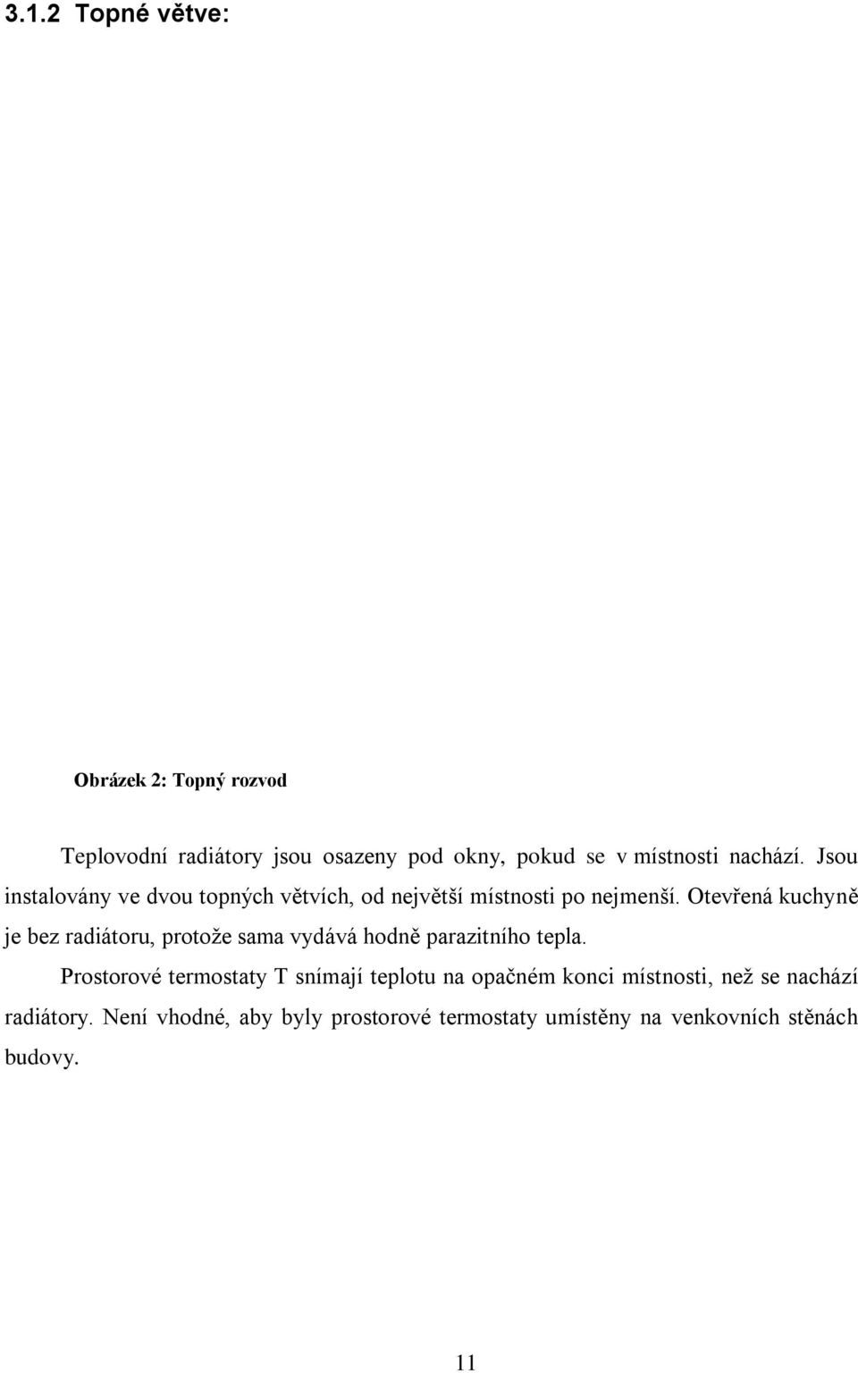 Otevřená kuchyně je bez radiátoru, protože sama vydává hodně parazitního tepla.