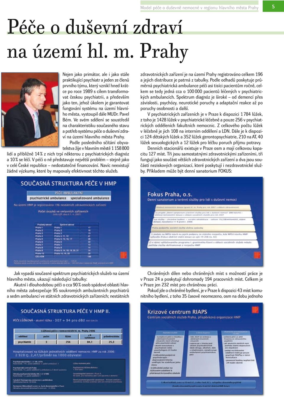 Prahy Neje jako primátor, ale i jako stále praktikující psychiatr a jede ze čleů prvího týmu, který vzikl hed krátce po roce 1989 s cílem trasformovat českou psychiatrii, a především jako te, jehož