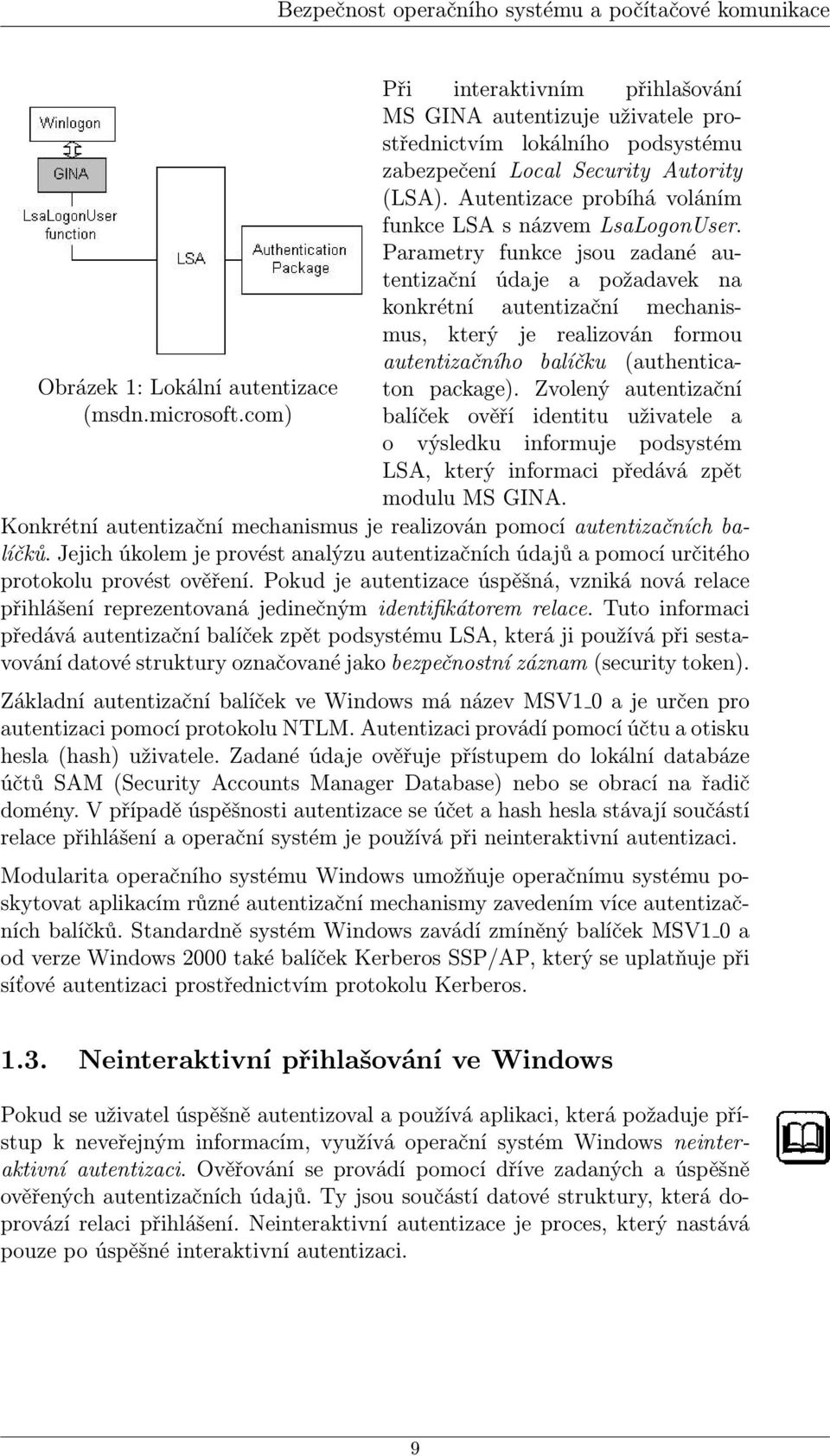 Autentizace probíhá voláním funkce LSA s názvem LsaLogonUser.