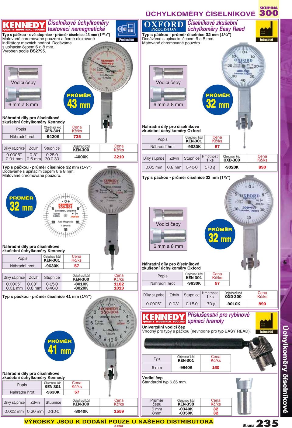 ÚCHYLKOMùRY âíselníkové âíselníkové zku ební úchylkomûry Easy Read Typ s páãkou - prûmûr ãíselnice 32 mm (1 1/ 4 ) Dodáváme s upínacím ãepem 6 a 8 mm. Matované chromované pouzdro.