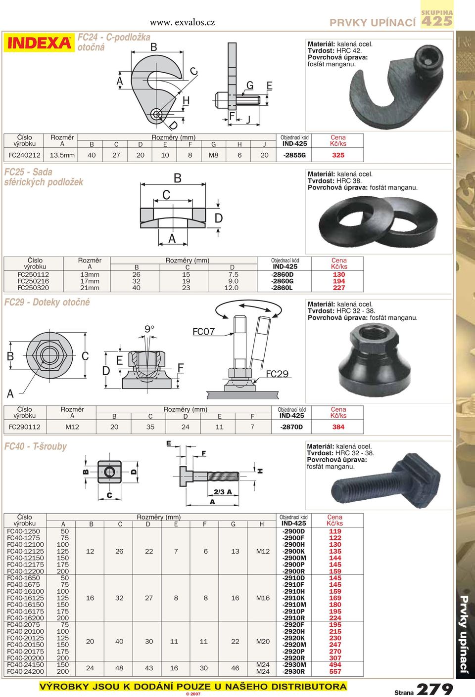 5-2860D 130 FC250216 17mm 32 19 9.0-2860G 194 FC250320 21mm 40 23 12.0-2860L 227 FC29 - Doteky otoãné Materiál: kalená ocel. Tvrdost: HRC 32-38.