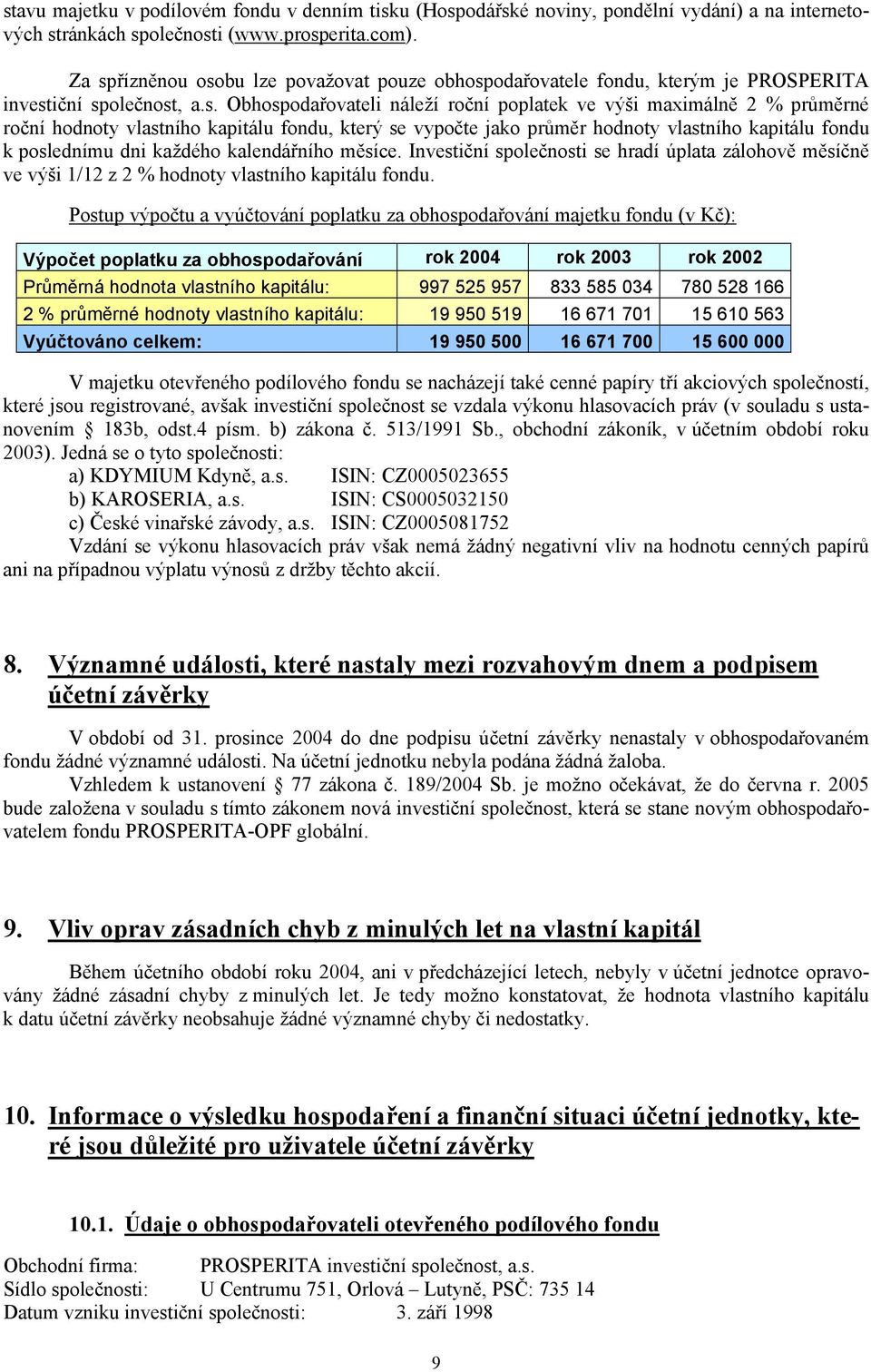 vlastního kapitálu fondu, který se vypočte jako průměr hodnoty vlastního kapitálu fondu k poslednímu dni každého kalendářního měsíce.