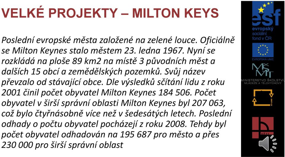 Dle výsledků sčítání lidu z roku 2001 činil počet obyvatel Milton Keynes 184 506.