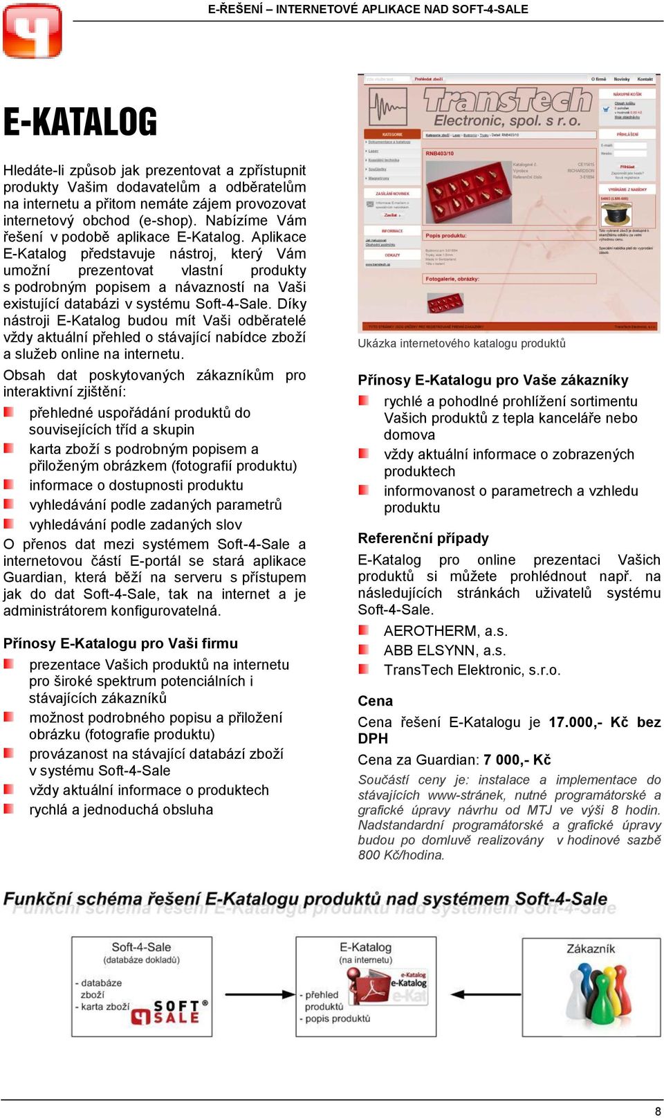 Aplikace E-Katalog představuje nástroj, který Vám umožní prezentovat vlastní produkty s podrobným popisem a návazností na Vaši existující databázi v systému Soft-4-Sale.