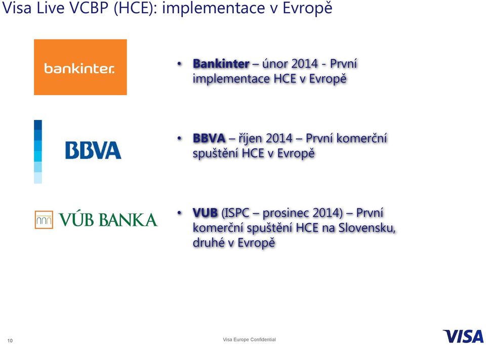 spuštění HCE v Evropě VUB (ISPC prosinec 2014) První komerční