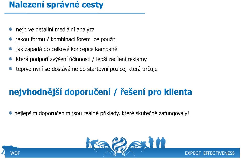 reklamy teprve nyní se dostáváme do startovní pozice, která určuje nejvhodnější doporučení /