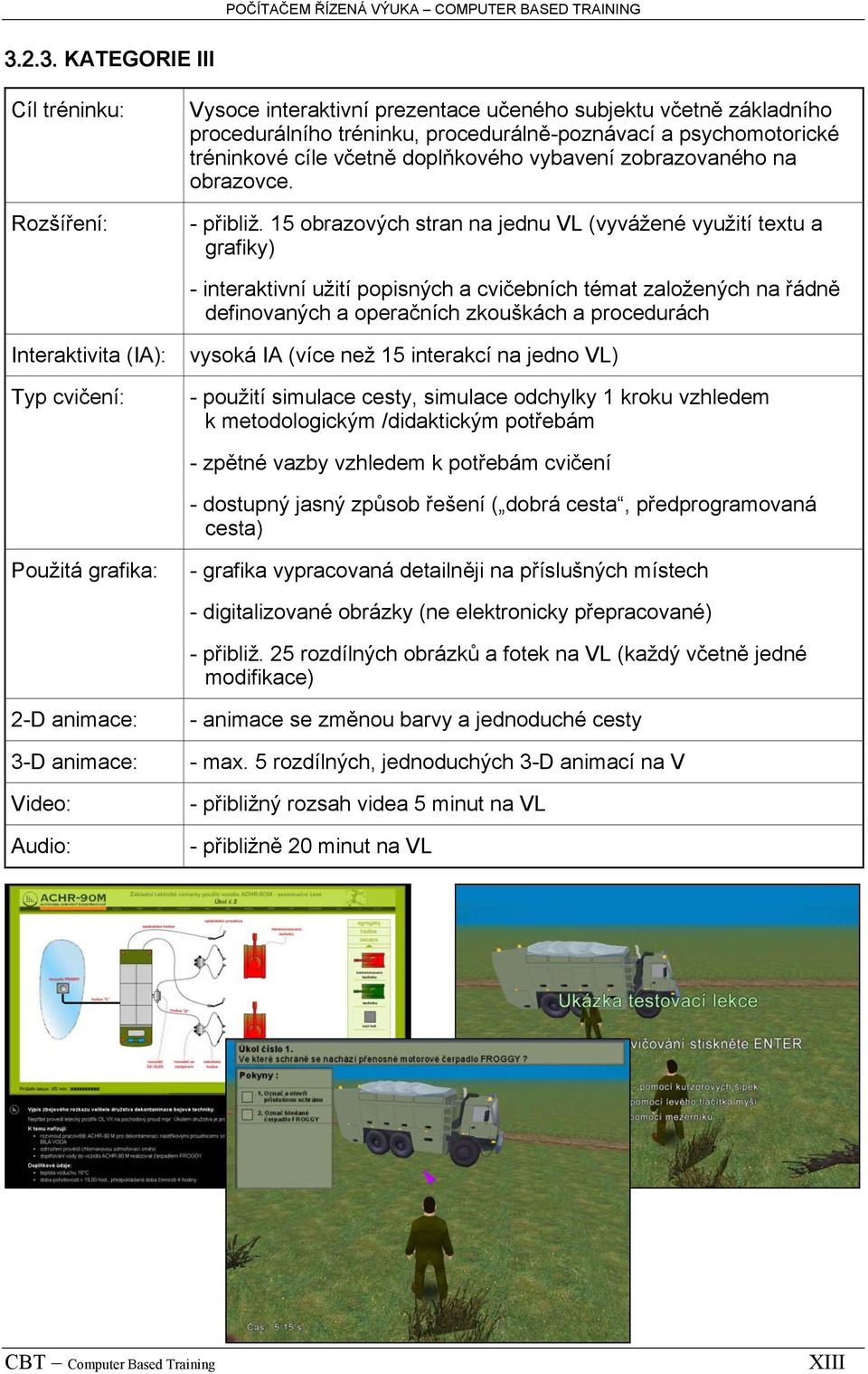 15 obrazových stran na jednu L (vyvážené využití textu a grafiky) - interaktivní užití popisných a cvičebních témat založených na řádně definovaných a operačních zkouškách a procedurách Interaktivita