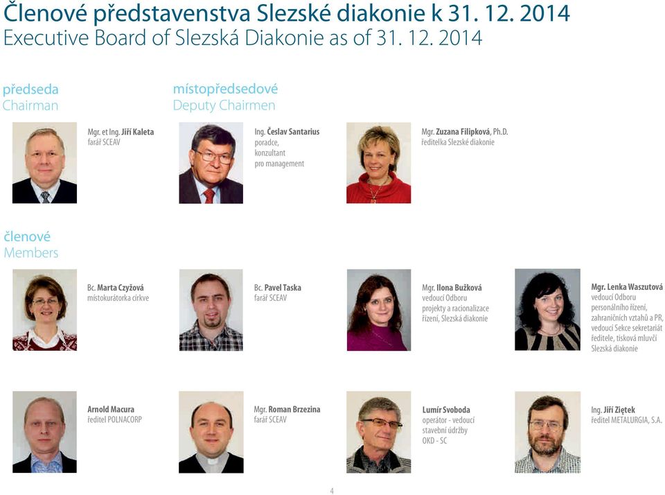 Pavel Taska farář SCEAV Mgr. Ilona Bužková vedoucí Odboru projekty a racionalizace řízení, Slezská diakonie Mgr.