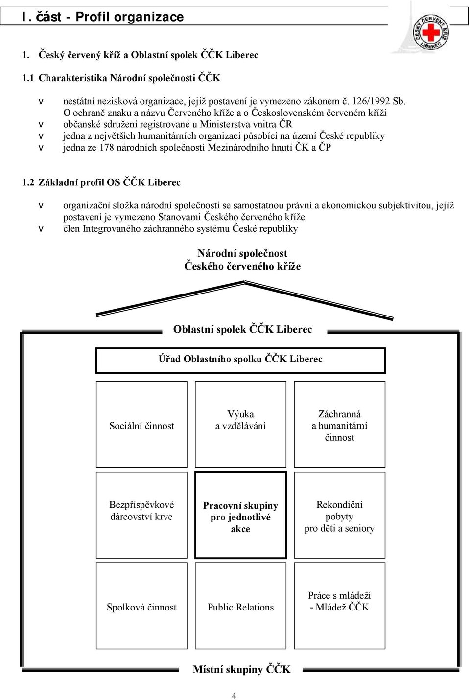 O ochraně znaku a názvu Č erveného kříž e a o Č eskoslovenském červeném kříž i občanské sdruž ení registrované u Ministerstva vnitra Č R jedna z největších humanitárních organizací působící na území