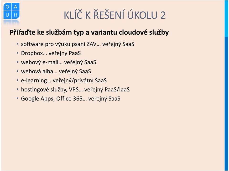 e-mail veřejný SaaS webová alba veřejný SaaS e-learning veřejný/privátní