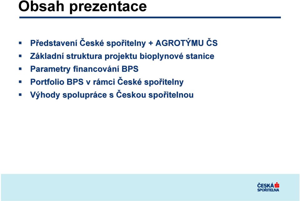 stanice Parametry financování BPS Portfolio BPS v