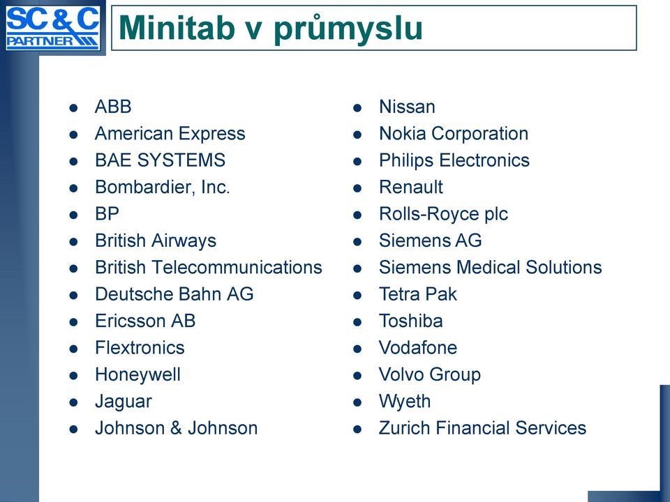 Honeywell Jaguar Johnson & Johnson Nissan Nokia Corporation Philips Electronics Renault