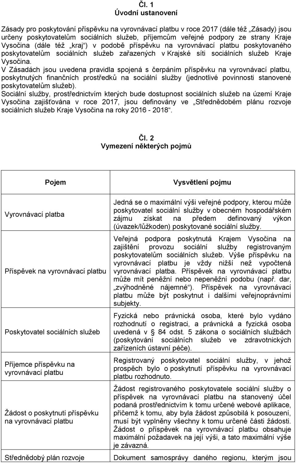 V Zásadách jsou uvedena pravidla spojená s čerpáním příspěvku na vyrovnávací platbu, poskytnutých finančních prostředků na sociální služby (jednotlivé povinnosti stanovené poskytovatelům služeb).