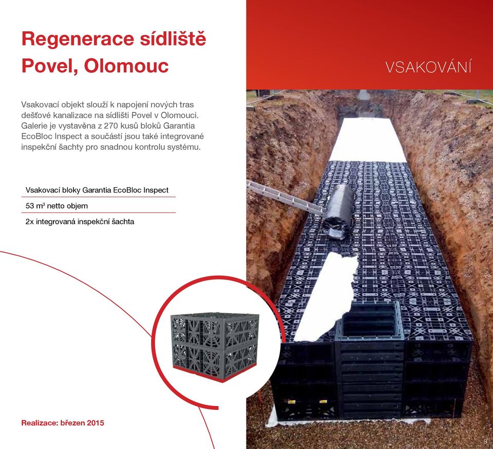 Galerie je vystavěna z 270 kusů bloků Garantia EcoBloc Inspect a součástí jsou také integrované