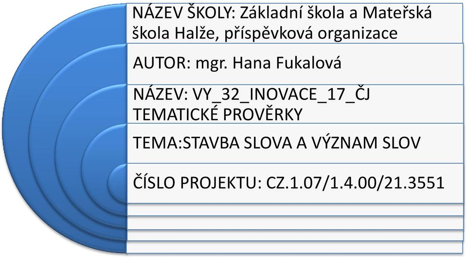 Hana Fukalová NÁZEV: VY_32_INOVACE_17_ČJ TEMATICKÉ