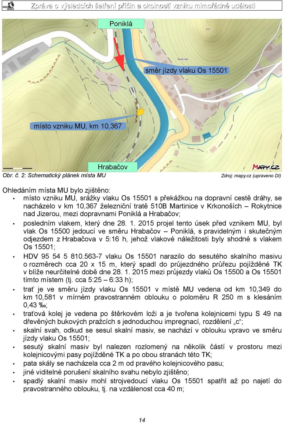 Rokytnice nad Jizerou, mezi dopravnami Poniklá a Hrabačov; posledním vlakem, který dne 28. 1.