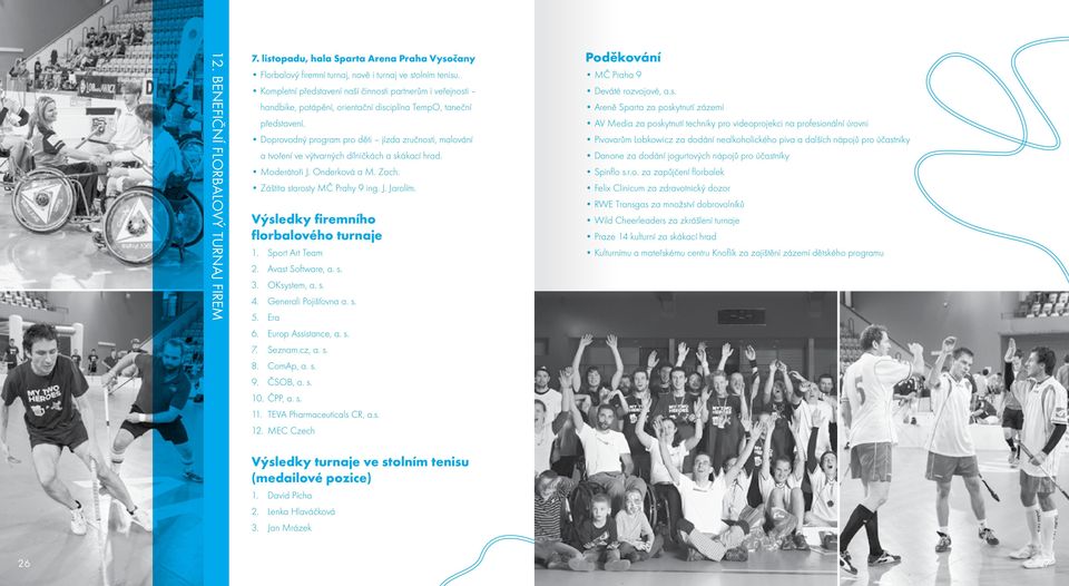 Doprovodný program pro děti jízda zručnosti, malování a tvoření ve výtvarných dílničkách a skákací hrad. Moderátoři J. Onderková a M. Zach. Záštita starosty MČ Prahy 9 ing. J. Jarolím.
