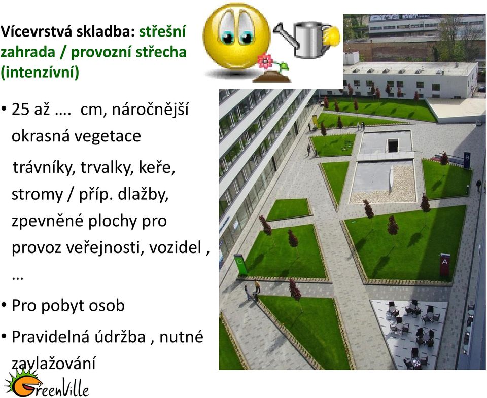 cm, náročnější okrasná vegetace trávníky, trvalky, keře, stromy