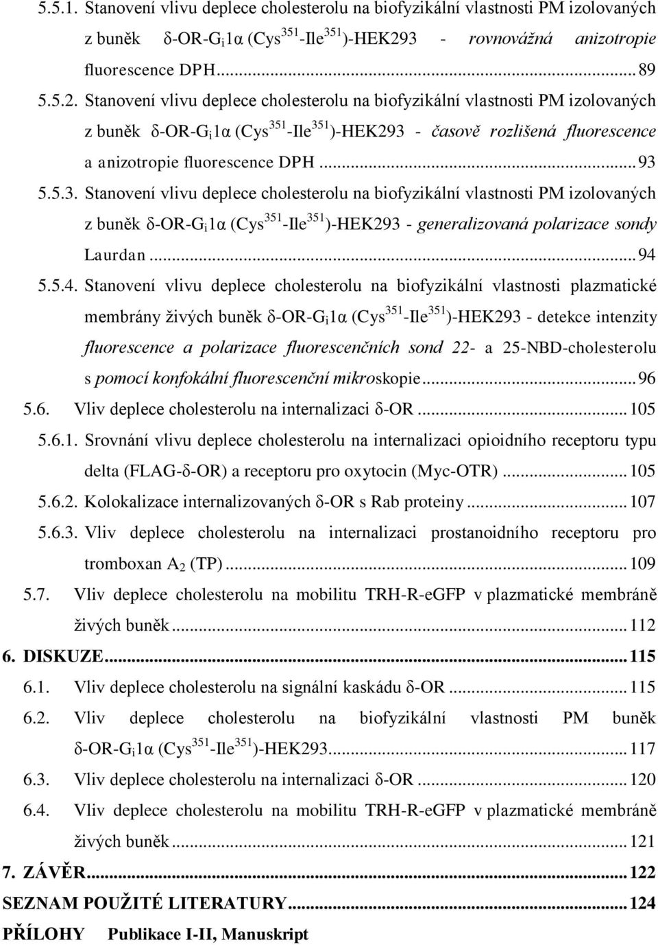 Stanovení vlivu deplece cholesterolu na biofyzikální vlastnosti PM izolovaných z buněk δ-or-g i 1α (Cys 35