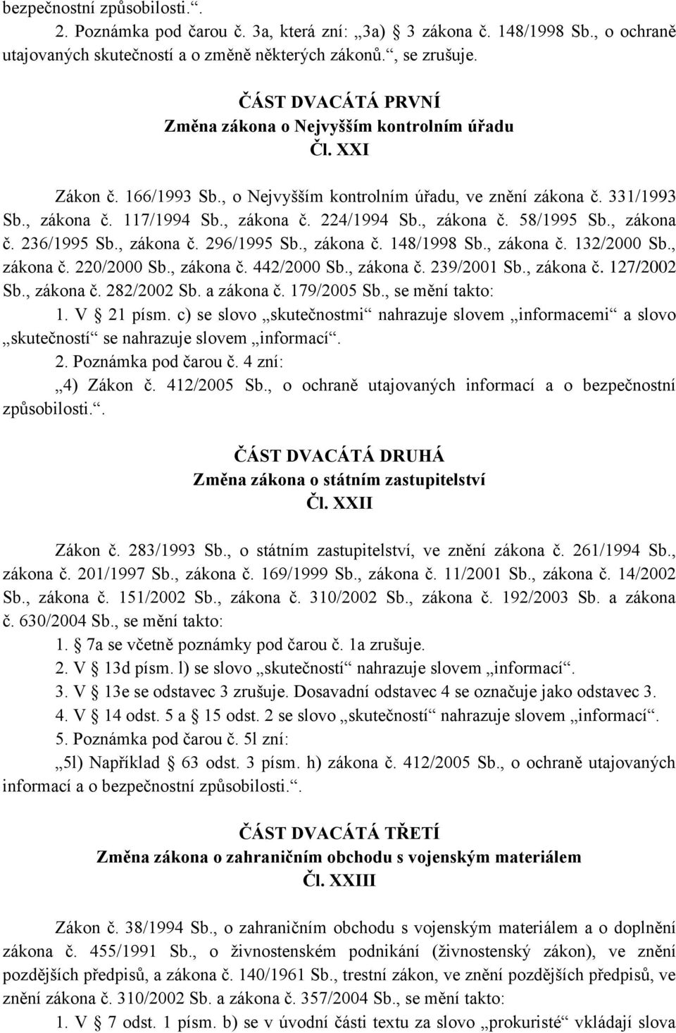 , zákona č. 58/1995 Sb., zákona č. 236/1995 Sb., zákona č. 296/1995 Sb., zákona č. 148/1998 Sb., zákona č. 132/2000 Sb., zákona č. 220/2000 Sb., zákona č. 442/2000 Sb., zákona č. 239/2001 Sb.