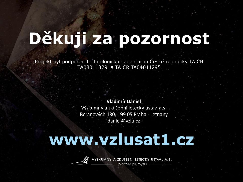 TA04011295 Vladimír Dániel Výzkumný a zkušební letecký