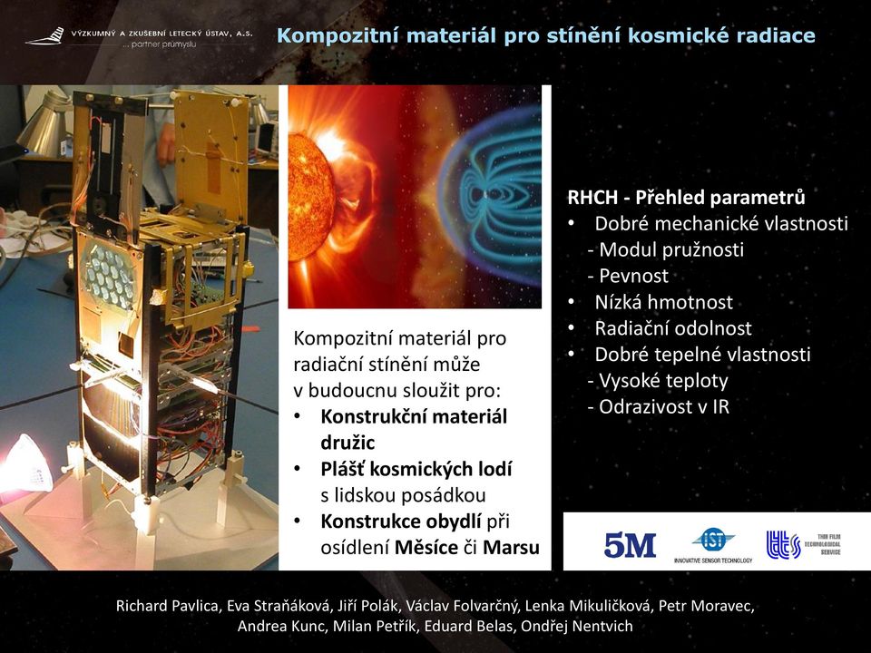 vlastnosti - Modul pružnosti - Pevnost Nízká hmotnost Radiační odolnost Dobré tepelné vlastnosti - Vysoké teploty - Odrazivost v IR Richard