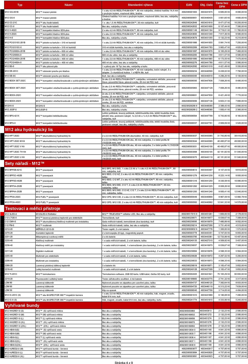 M12 CC-21C M12 aku řezák kabelů 1 x aku 1,5 Ah REDLITHIUM-ION, 30 min nabíječka, 4002395242849 4933431610 8 471,07 Kč 10 250,00 Kč M12 CC-0 M12 aku řezák kabelů Bez aku, nabíječky a u 4002395242832