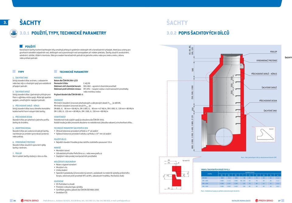 2 POPIS ŠACHTOVÝCH DÍLCŮ POUŽITÍ Kanalizační šachty tvořené šachtovými díly umožňují přístup k systémům stokových sítí a kanalizačních přípojek, které jsou určeny pro gravitační odvádění odpadních