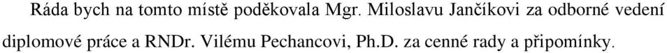 vedení diplomové práce a RNDr.