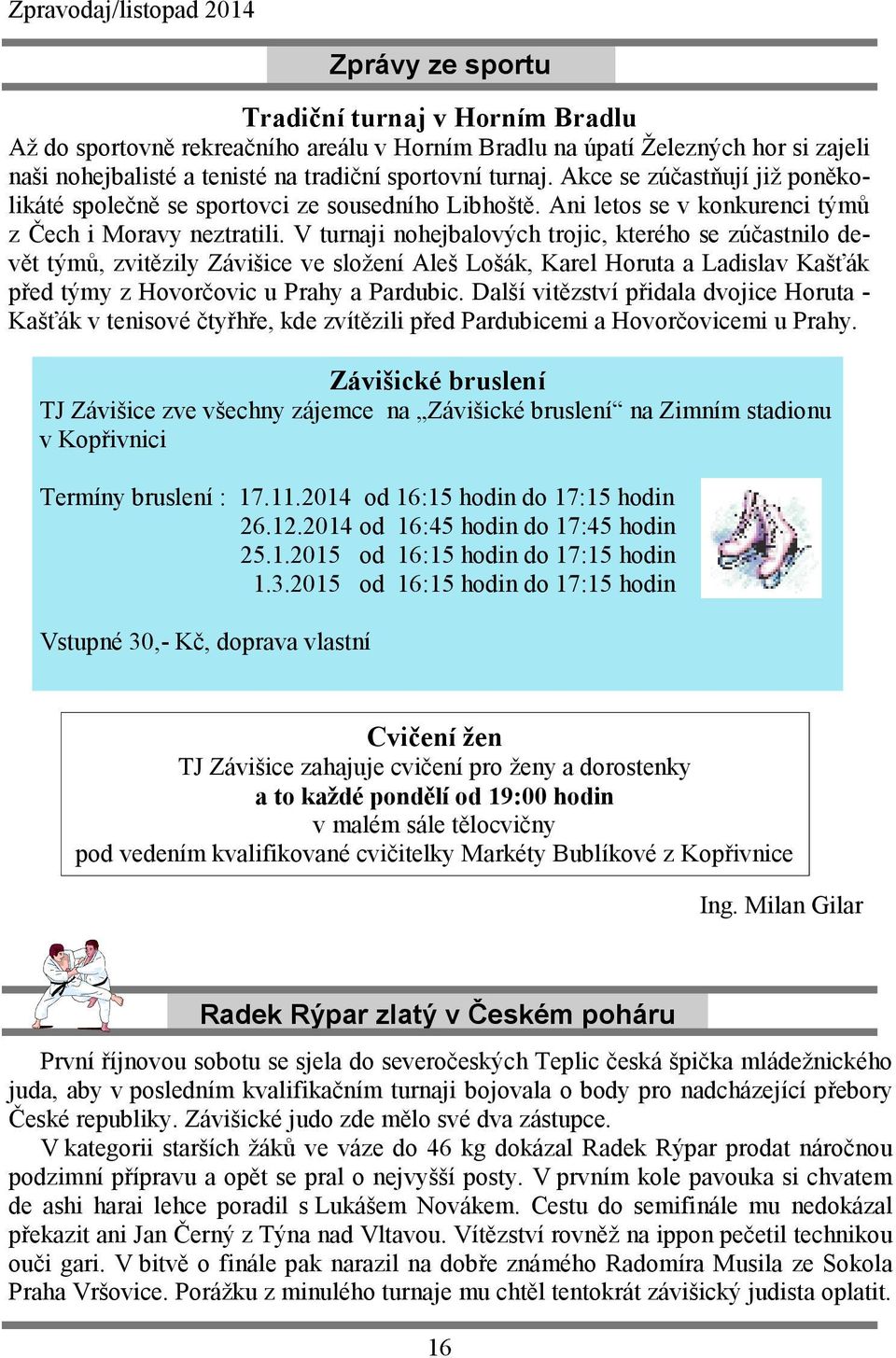 V turnaji nohejbalových trojic, kterého se zúčastnilo devět týmů, zvitězily Závišice ve složení Aleš Lošák, Karel Horuta a Ladislav Kašťák před týmy z Hovorčovic u Prahy a Pardubic.