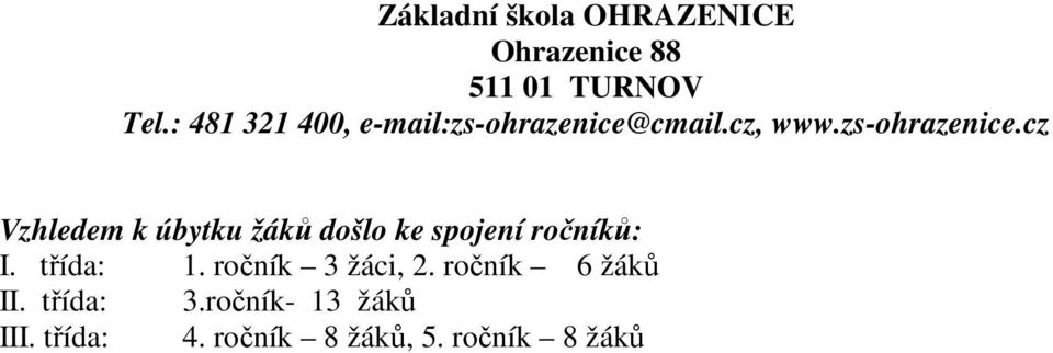 ročník 6 žáků II. třída: 3.