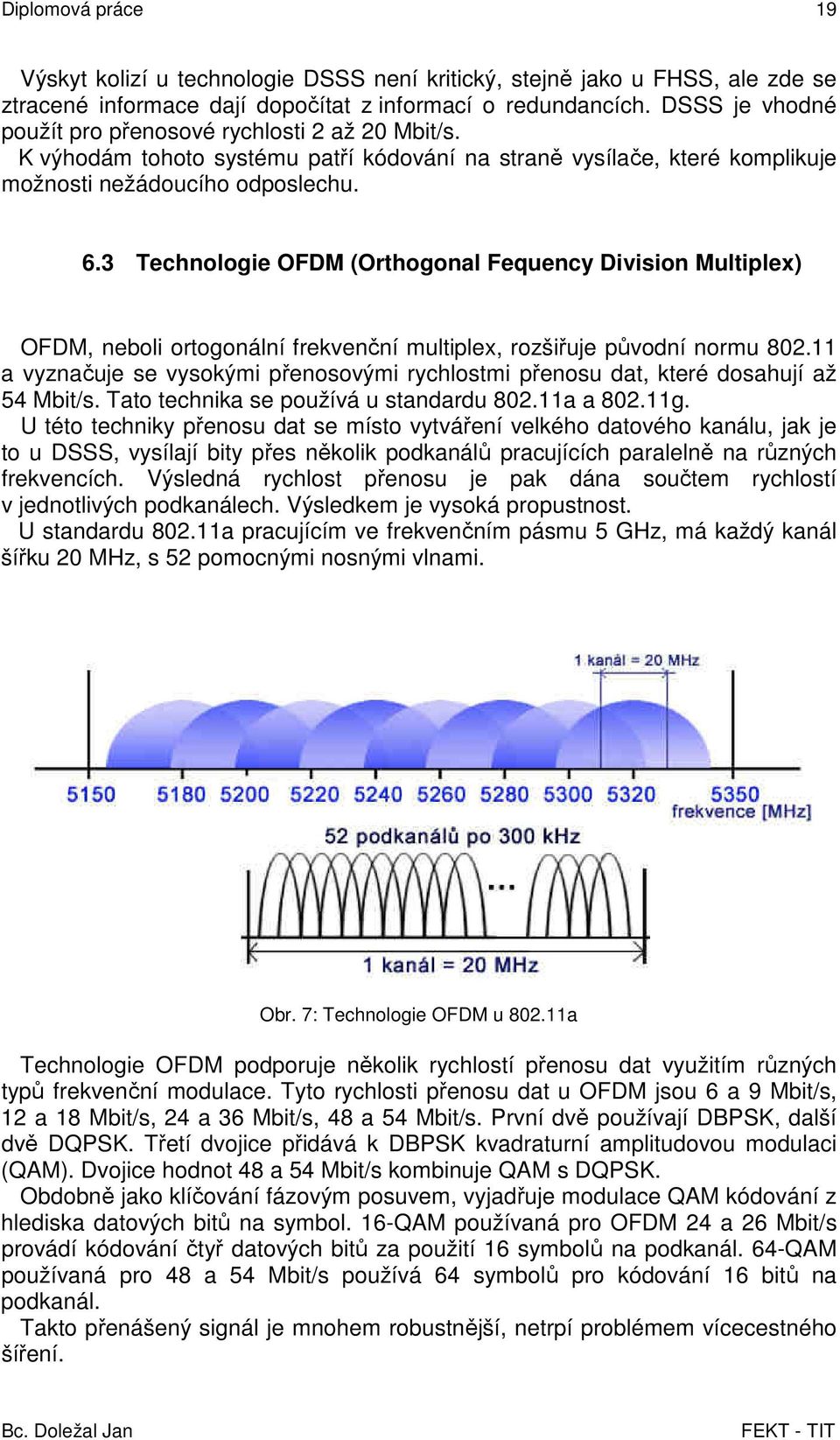 3 Technologie OFDM (Orthogonal Fequency Division Multiplex) OFDM, neboli ortogonální frekvenční multiplex, rozšiřuje původní normu 802.