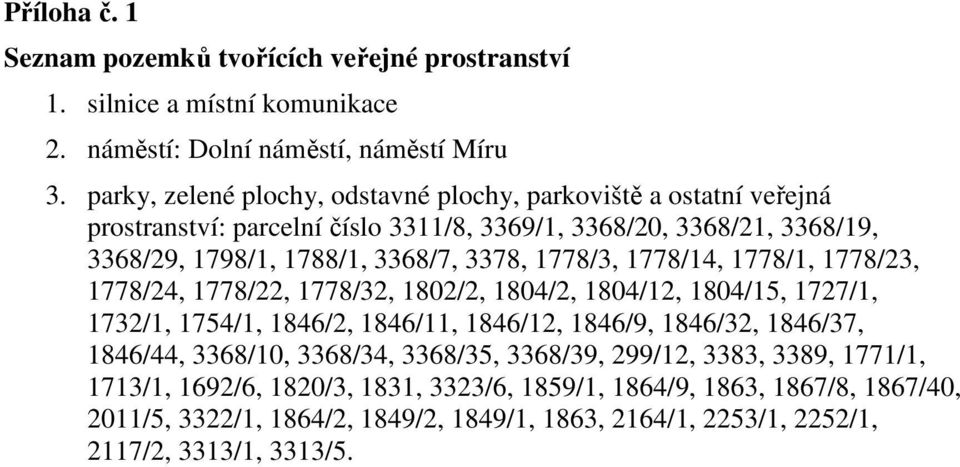 1778/3, 1778/14, 1778/1, 1778/23, 1778/24, 1778/22, 1778/32, 1802/2, 1804/2, 1804/12, 1804/15, 1727/1, 1732/1, 1754/1, 1846/2, 1846/11, 1846/12, 1846/9, 1846/32, 1846/37, 1846/44,