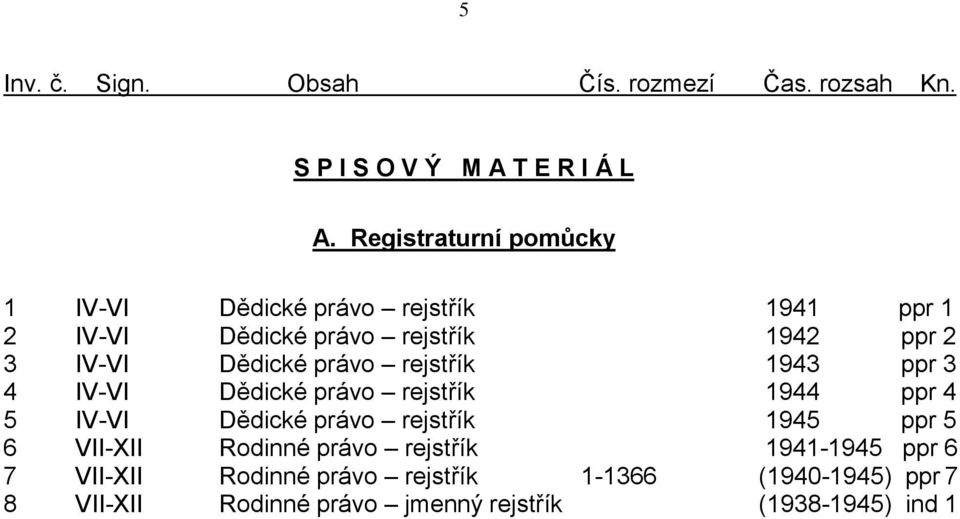 Dědické právo rejstřík 1943 ppr 3 4 IV-VI Dědické právo rejstřík 1944 ppr 4 5 IV-VI Dědické právo rejstřík 1945 ppr 5 6