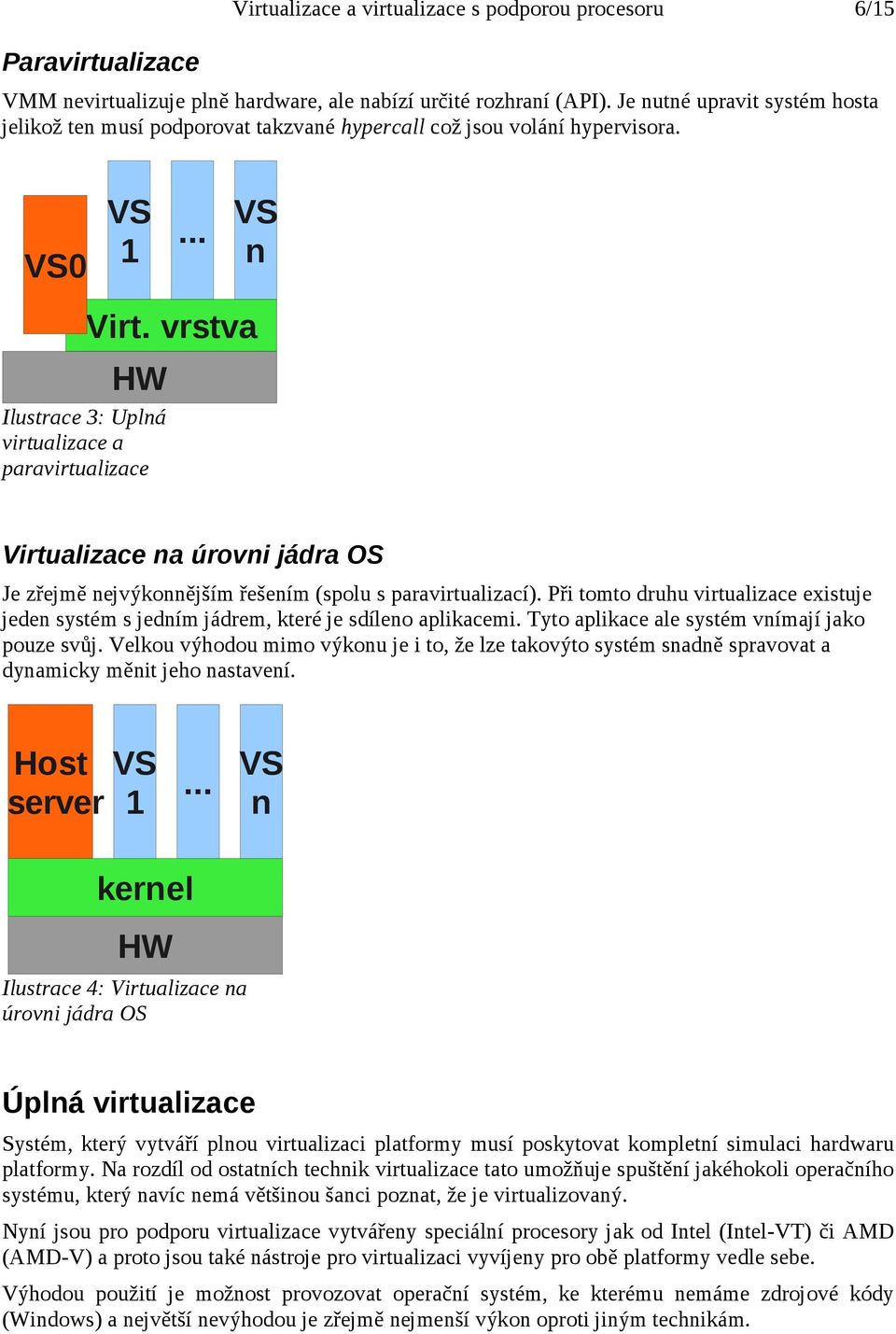 vrstva Virtualizace na úrovni jádra OS Je zřejmě nejvýkonnějším řešením (spolu s paravirtualizací). Při tomto druhu virtualizace existuje jeden systém s jedním jádrem, které je sdíleno aplikacemi.