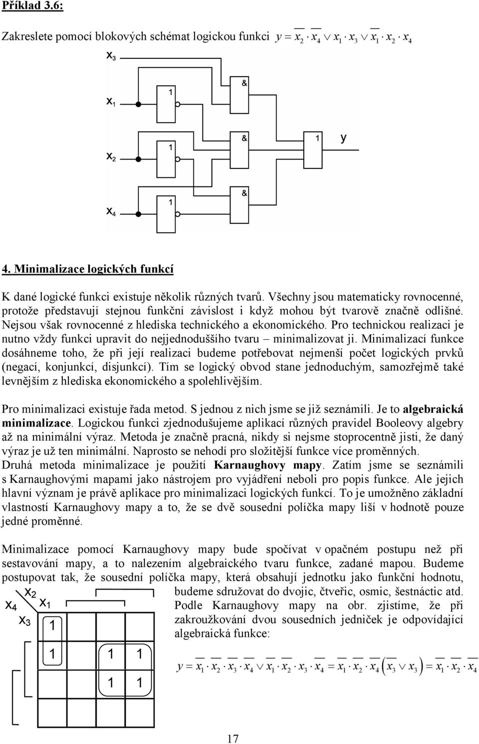 Pro technickou realizaci je nutno vždy funkci upravit do nejjednoduššího tvaru minimalizovat ji.