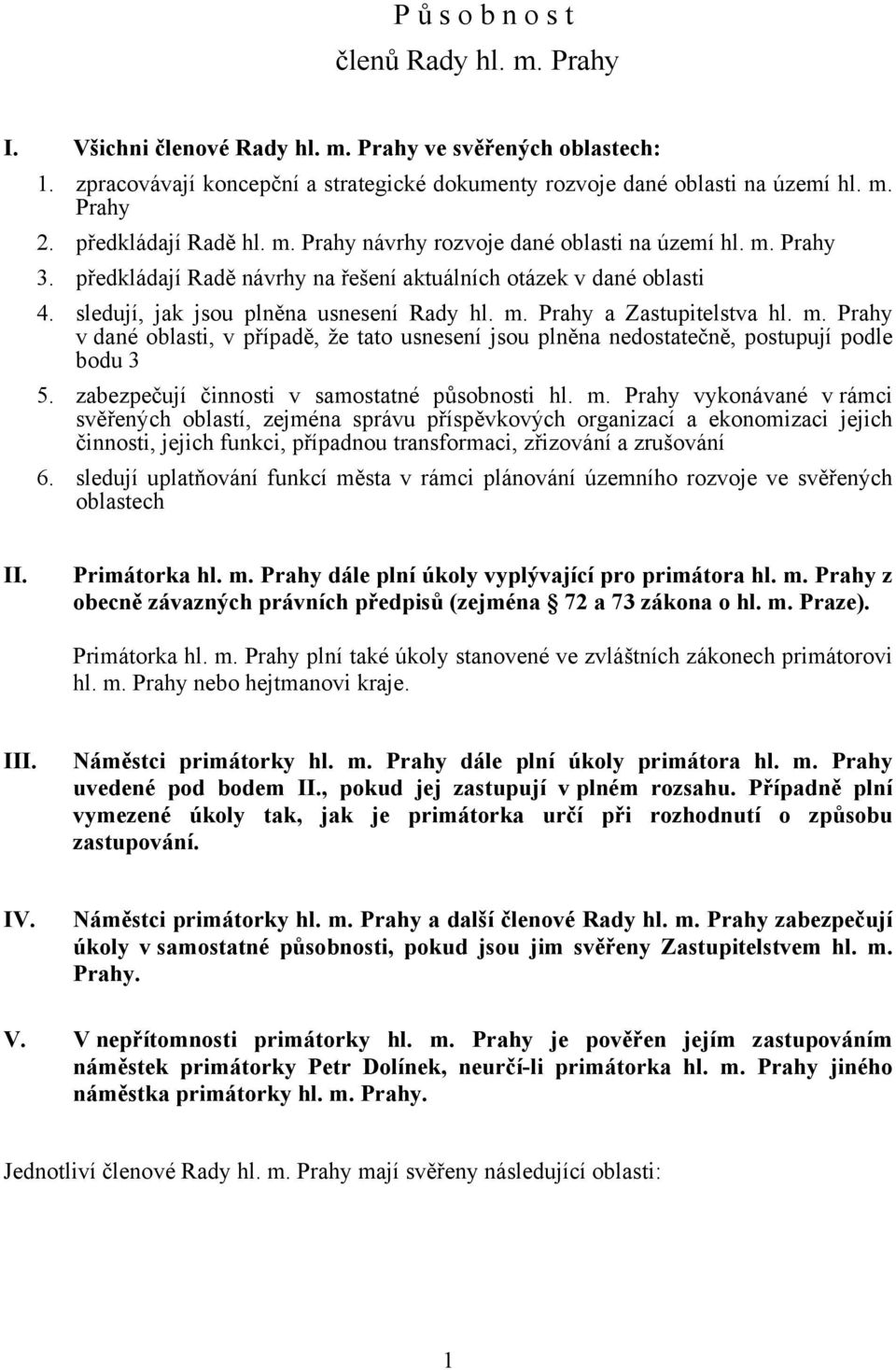 m. Prahy v dané oblasti, v případě, že tato usnesení jsou plněna nedostatečně, postupují podle bodu 3 5. zabezpečují činnosti v samostatné působnosti hl. m.