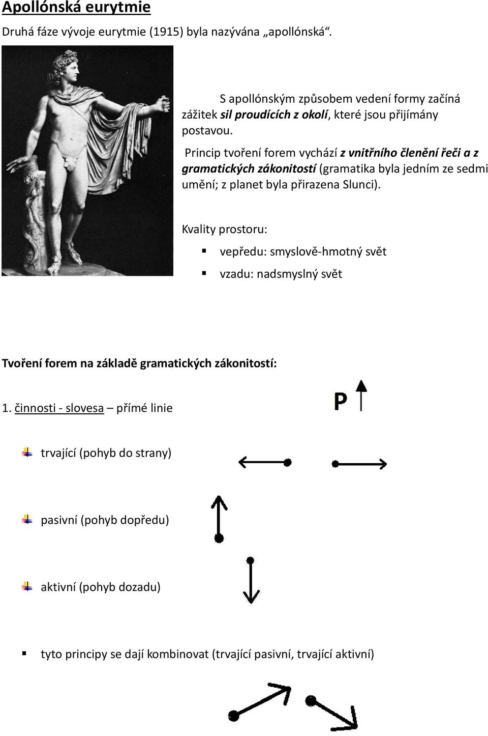 Princip tvoření forem vychází z vnitřního členění řeči a z gramatických zákonitostí (gramatika byla jedním ze sedmi umění; z planet byla přirazena Slunci).