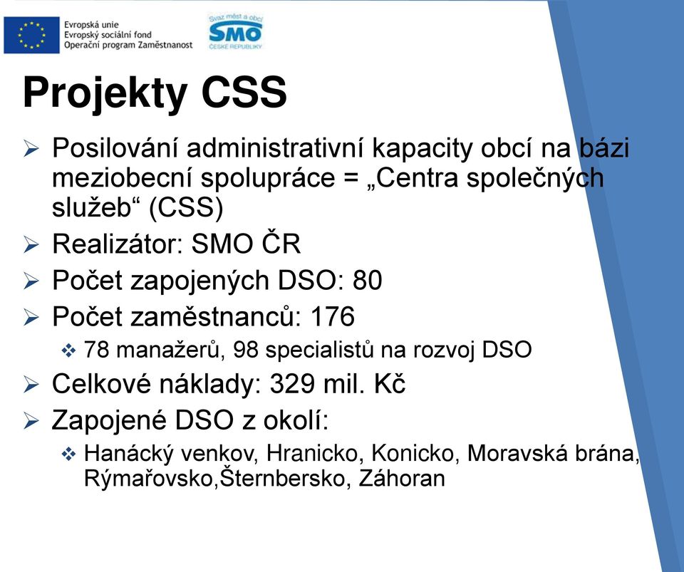 zaměstnanců: 176 78 manažerů, 98 specialistů na rozvoj DSO Celkové náklady: 329 mil.