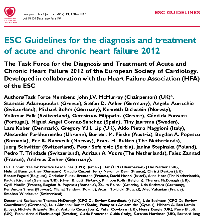 Europea Heart Journal 2012;33, 1787-1847.