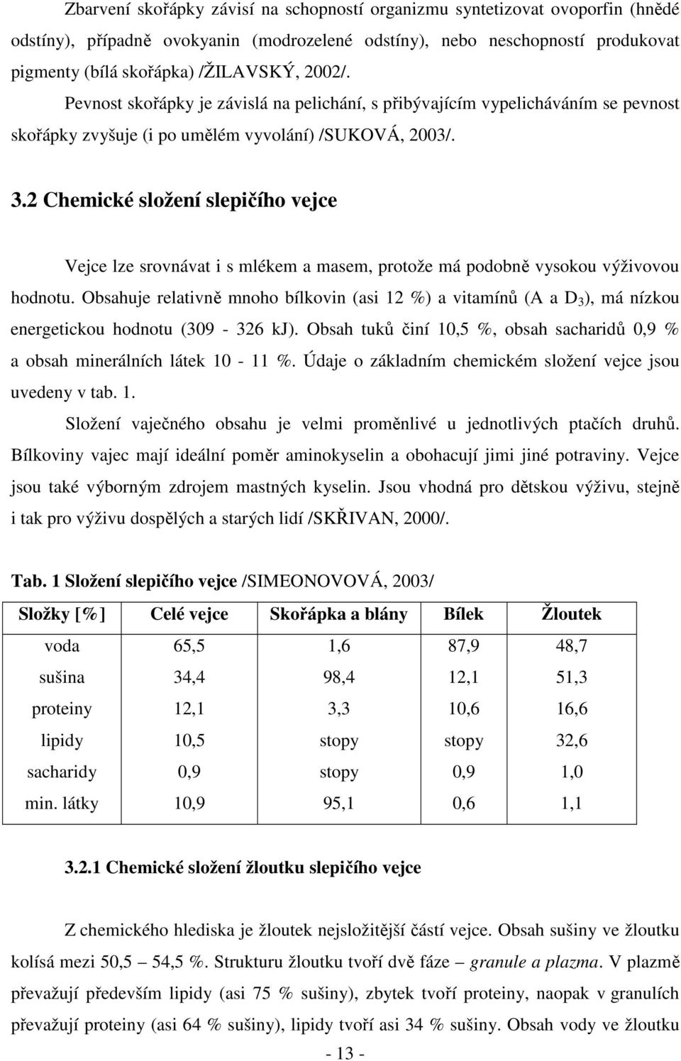 2 Chemické složení slepičího vejce Vejce lze srovnávat i s mlékem a masem, protože má podobně vysokou výživovou hodnotu.