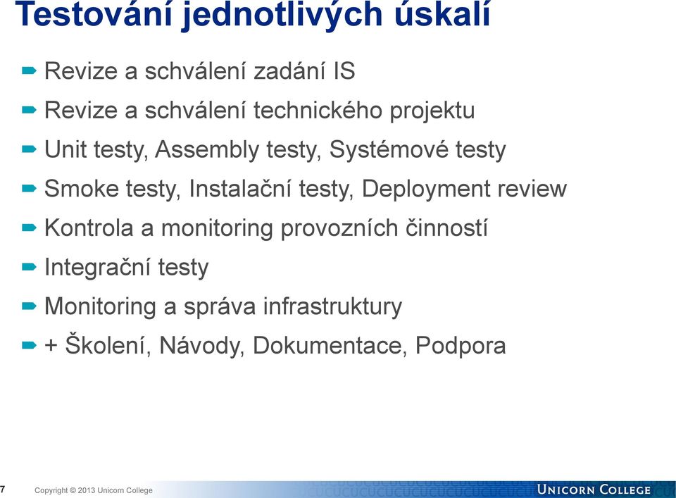 Instalační testy, Deployment review Kontrola a monitoring provozních činností