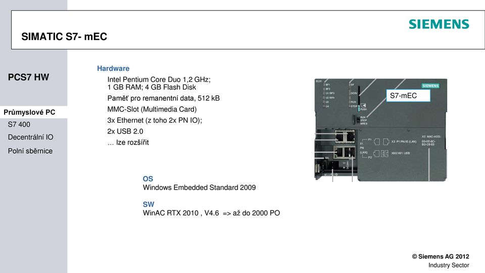 Card) 3x Ethernet (z toho 2x PN IO); 2x USB 2.