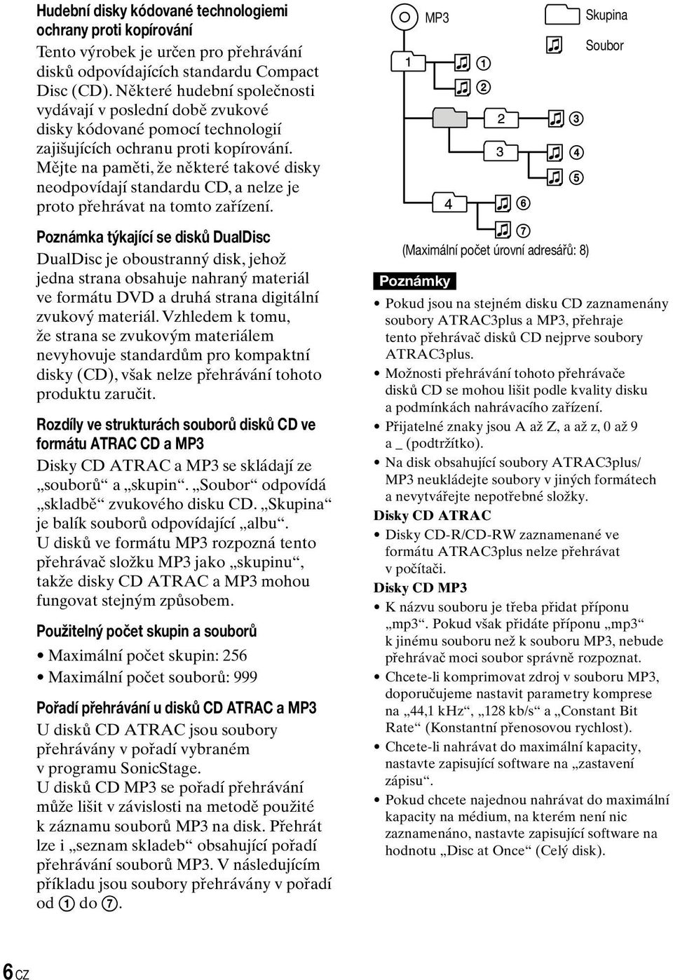 Mějte na paměti, že některé takové disky neodpovídají standardu CD, a nelze je proto přehrávat na tomto zařízení.