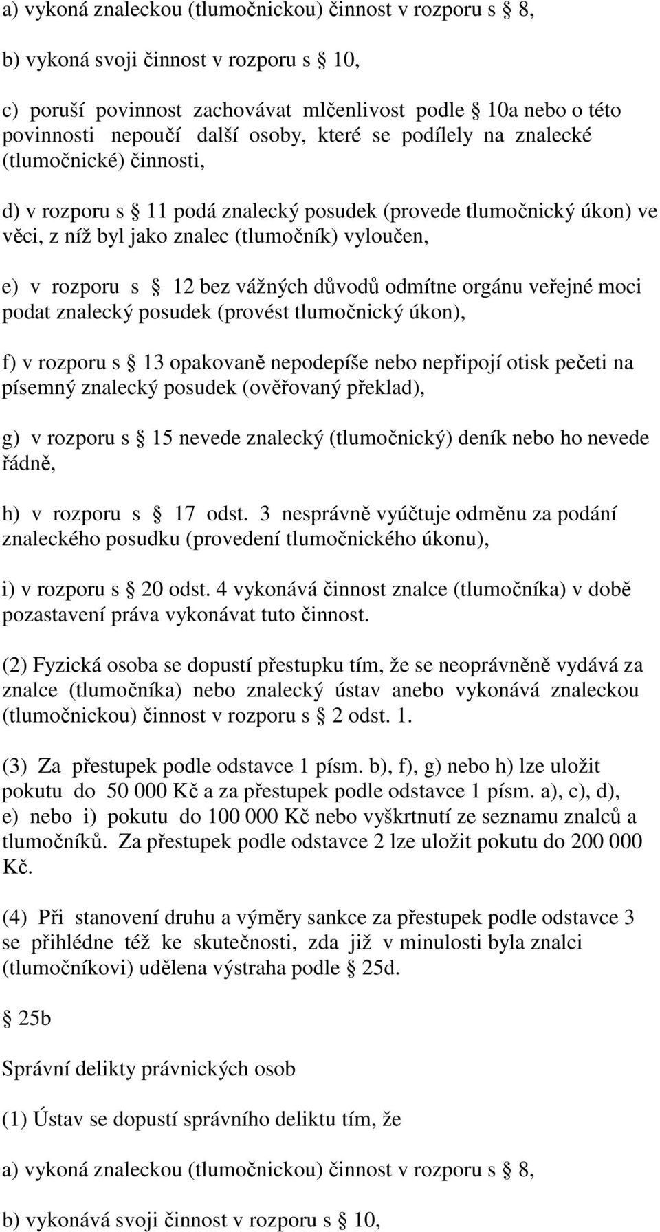 vážných důvodů odmítne orgánu veřejné moci podat znalecký posudek (provést tlumočnický úkon), f) v rozporu s 13 opakovaně nepodepíše nebo nepřipojí otisk pečeti na písemný znalecký posudek (ověřovaný