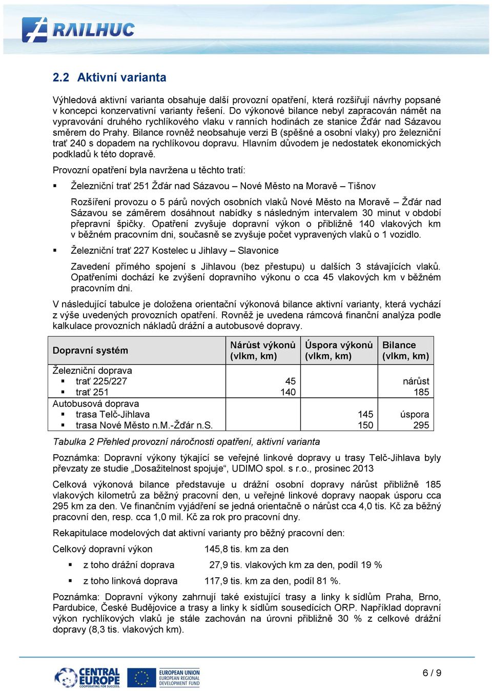 Bilance rovněž neobsahuje verzi B (spěšné a osobní vlaky) pro železniční trať 240 s dopadem na rychlíkovou dopravu. Hlavním důvodem je nedostatek ekonomických podkladů k této dopravě.