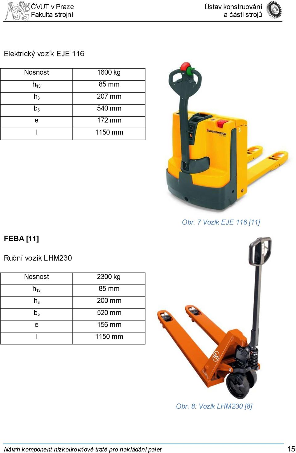 7 Vozík EJE 116 [11] FEBA [11] Ruční vozík LHM230 Nosnost h 13 h 3 b 5 e l