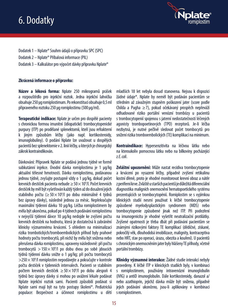 Po rekonstituci obsahuje 0,5 ml připraveného roztoku 250 μg romiplostimu (500 μg/ml).